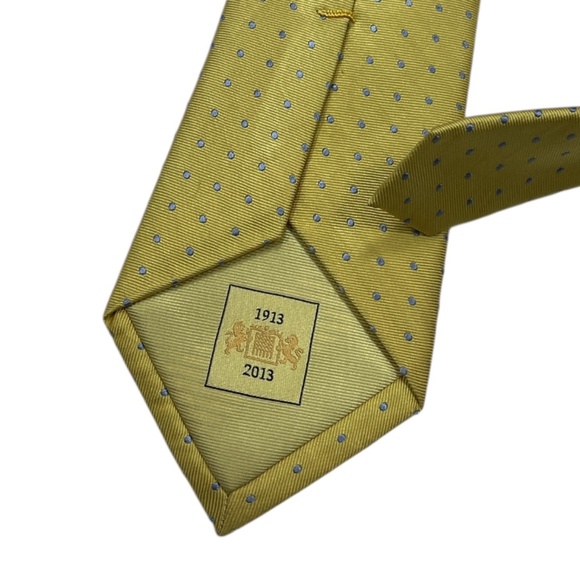 HAWES & CURTIS Gold/Blue Polka Dot Silk DESIGNER Tie ENGLAND - Picture 4 of 4